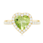Natural 2 Carat Peridot Heart Engagement Ring with Diamond Halo AAA - Rosec Jewels