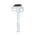 Natural Garnet Heart Shaped Engagement Ring with Diamond Halo AAA - Rosec Jewels