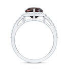 Natural Garnet Heart Shaped Engagement Ring with Diamond Halo AAA - Rosec Jewels