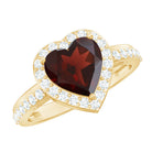 Natural Garnet Heart Shaped Engagement Ring with Diamond Halo AAA - Rosec Jewels