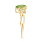 Natural 2 Carat Peridot Heart Engagement Ring with Diamond Crossover Shank AAA - Rosec Jewels