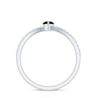 4X8mm Marquise Cut Black Onyx Promise Ring with Diamond Bypass Shank AAA - Rosec Jewels
