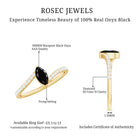 4X8mm Marquise Cut Black Onyx Promise Ring with Diamond Bypass Shank AAA - Rosec Jewels