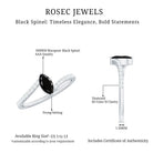 Real Marquise Black Spinel Promise Ring with Diamond Bypass Shank AAA - Rosec Jewels