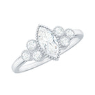 Marquise Moissanite Engagement Ring with Trios D-VS1 - Rosec Jewels