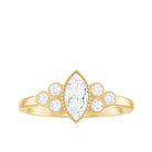 Marquise Moissanite Engagement Ring with Trios D-VS1 - Rosec Jewels