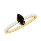Marquise Black Spinel Diamond Promise Ring for Proposal AAA - Rosec Jewels