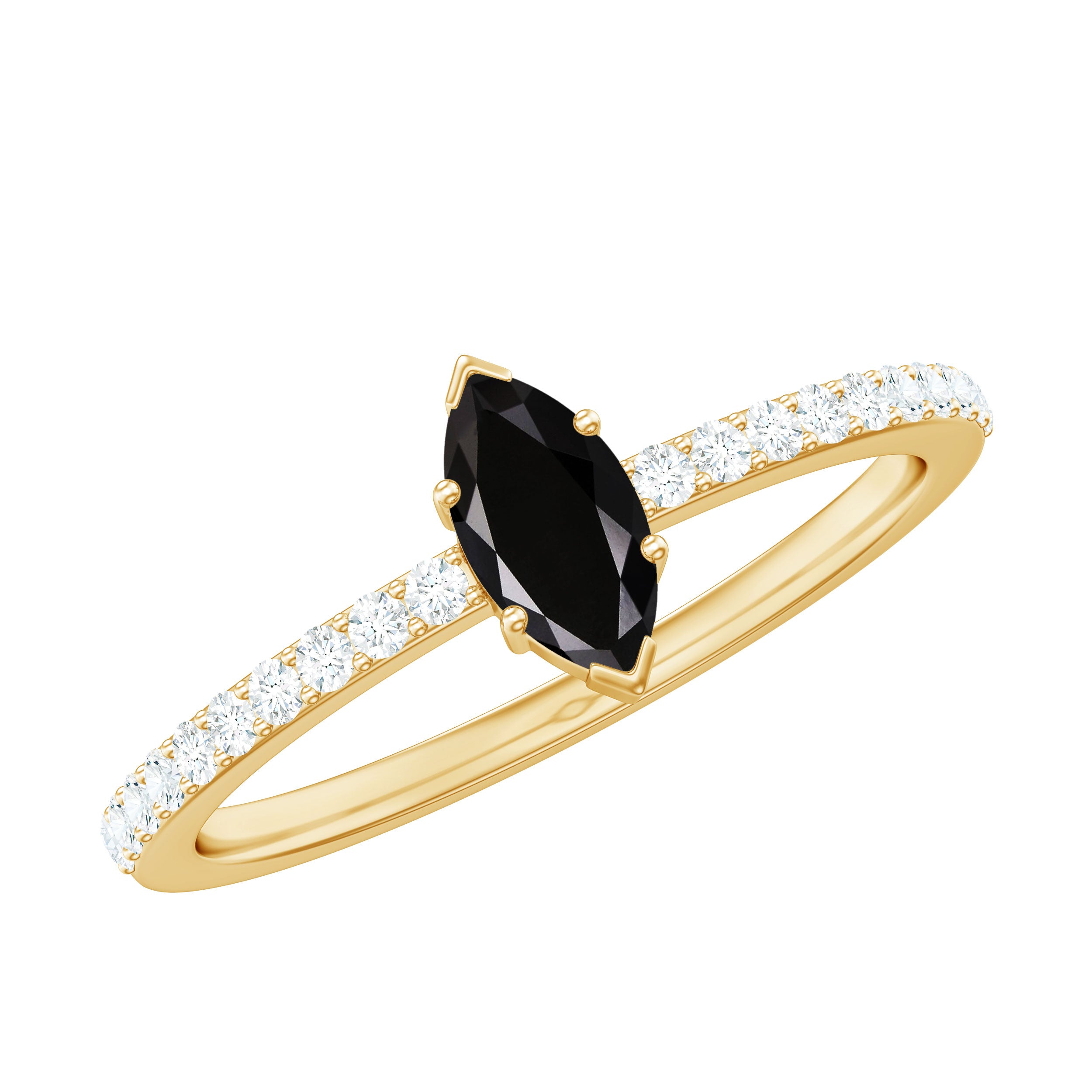 Marquise Black Spinel Diamond Promise Ring for Proposal AAA - Rosec Jewels