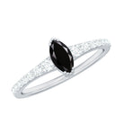 Genuine Marquise Black Spinel Promise Ring with Diamond AAA - Rosec Jewels