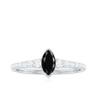Genuine Marquise Black Spinel Promise Ring with Diamond AAA - Rosec Jewels