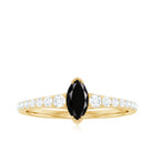 Genuine Marquise Black Spinel Promise Ring with Diamond AAA - Rosec Jewels