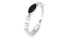 1/2 CT Marquise Cut Black Spinel East West Ring with Diamond AAA - Rosec Jewels