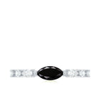 4x8mm Marquise Cut Black Onyx Minimal East West Ring with Diamond AAA - Rosec Jewels