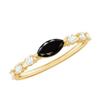 4x8mm Marquise Cut Black Onyx Minimal East West Ring with Diamond AAA - Rosec Jewels