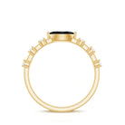 4x8mm Marquise Cut Black Onyx Minimal East West Ring with Diamond AAA - Rosec Jewels