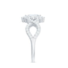 Marquise Moissanite Criss Cross Engagement Ring with Halo D-VS1 - Rosec Jewels