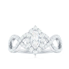 Marquise Moissanite Criss Cross Engagement Ring with Halo D-VS1 - Rosec Jewels