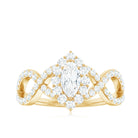 Marquise Moissanite Criss Cross Engagement Ring with Halo D-VS1 - Rosec Jewels
