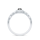 4x8mm Marquise Cut Black Onyx Statement Engagement Ring with Diamond Halo AAA - Rosec Jewels