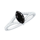 Minimal Black Spinel Marquise Engagement Ring with Diamond Split Shank AAA - Rosec Jewels