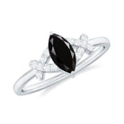 Natural Black Spinel Marquise Engagement Ring with Diamond AAA - Rosec Jewels