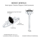 Natural Black Spinel Marquise Engagement Ring with Diamond AAA - Rosec Jewels