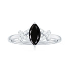 Natural Black Spinel Marquise Engagement Ring with Diamond AAA - Rosec Jewels