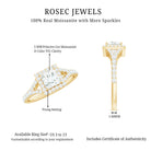 Princess Cut Moissanite Halo Engagement Ring with Split Band D-VS1 - Rosec Jewels