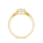 Princess Cut Moissanite Halo Engagement Ring with Split Band D-VS1 - Rosec Jewels