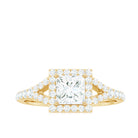 Princess Cut Moissanite Halo Engagement Ring with Split Band D-VS1 - Rosec Jewels