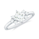Rosec Jewels-Princess Cut Moissanite Engagement Ring with Trio