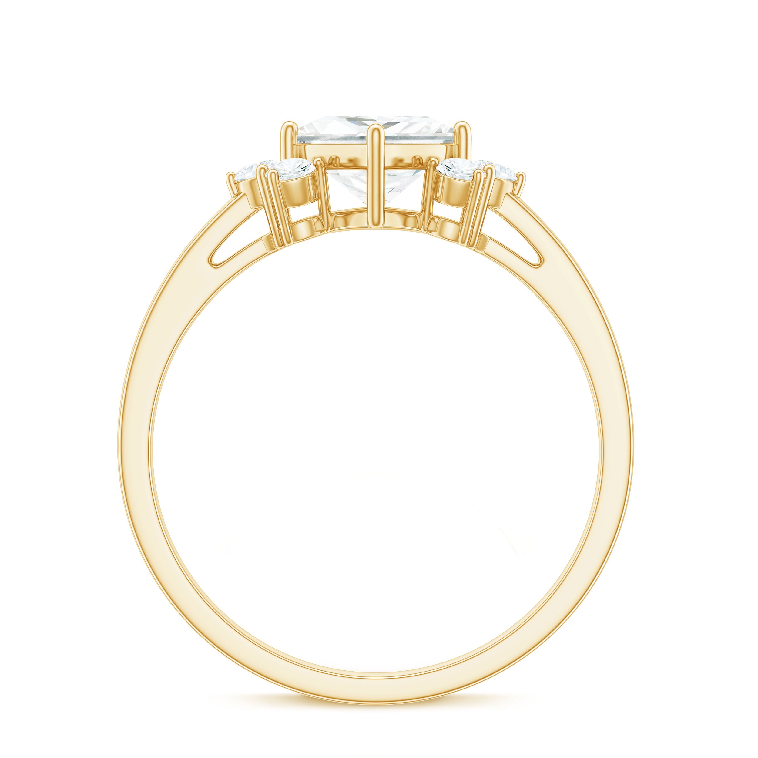 Rosec Jewels-Princess Cut Moissanite Engagement Ring with Trio