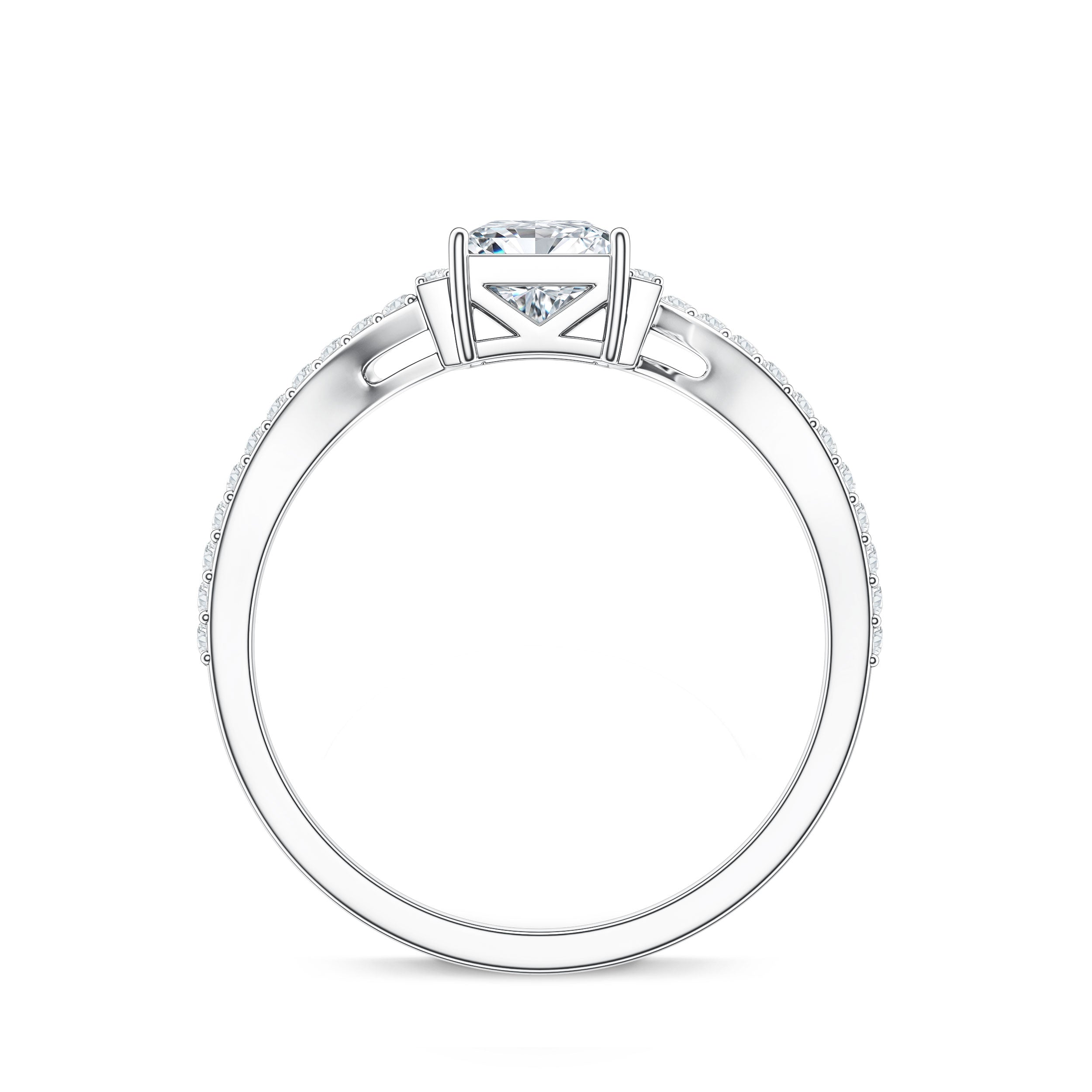Rosec Jewels-Princess Cut Moissanite Bypass Engagement Ring for Women