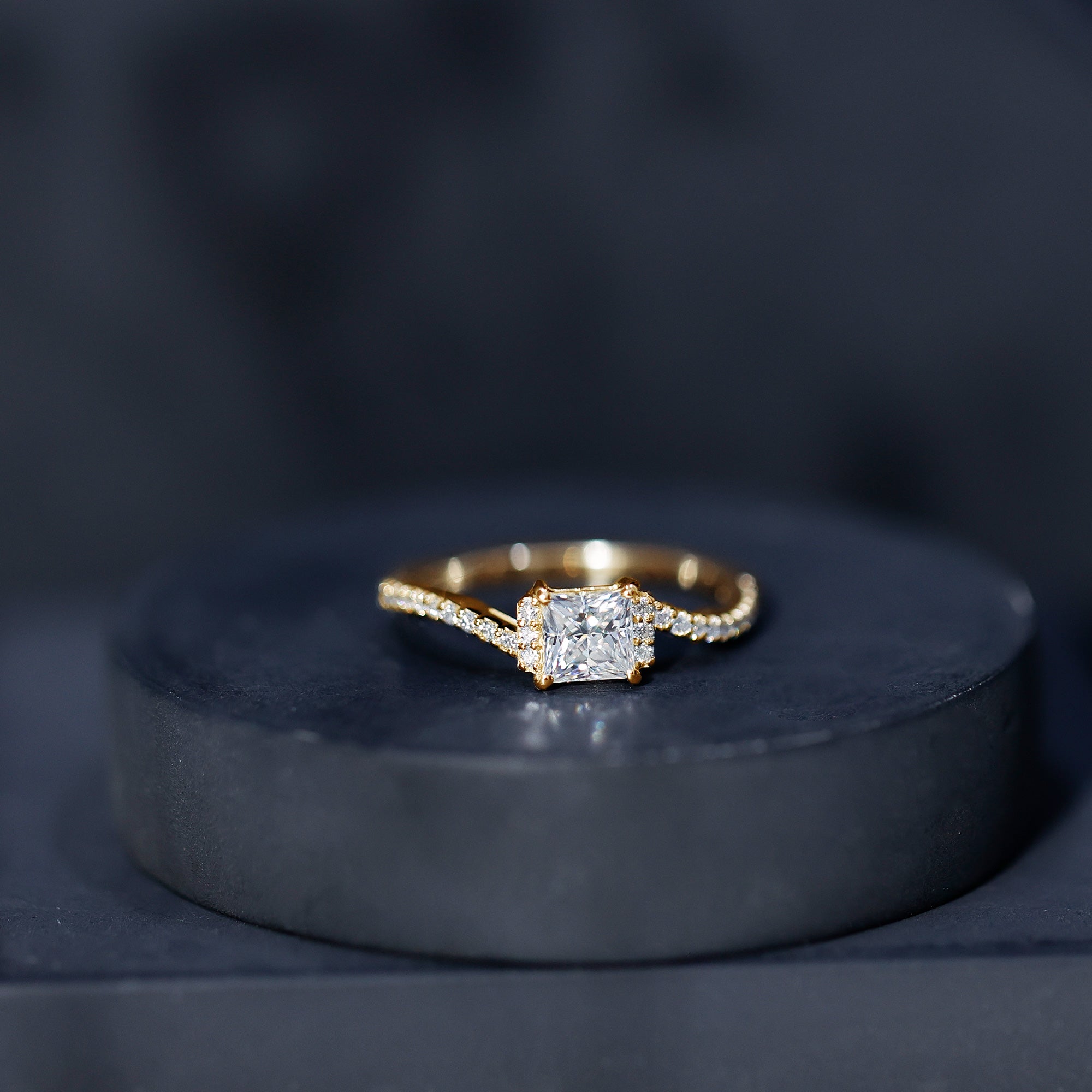 Princess Cut Moissanite Bypass Engagement Ring for Women D-VS1 - Rosec Jewels