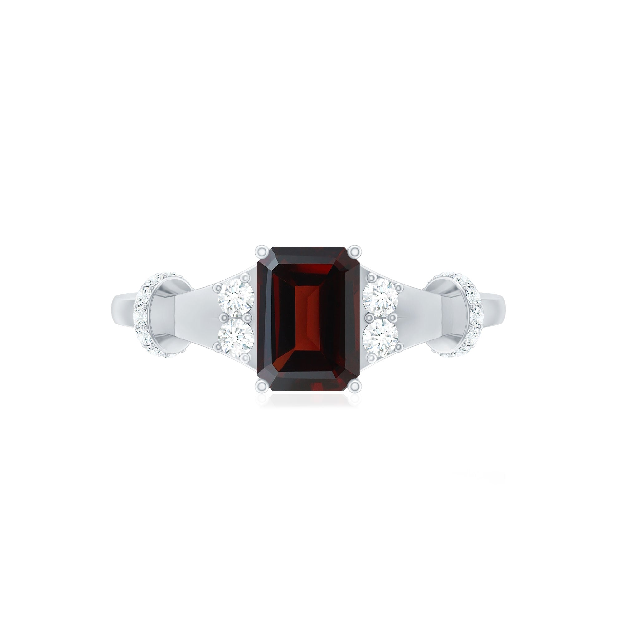 Real 6X8mm Garnet Designer Engagement Ring with Diamond AAA - Rosec Jewels
