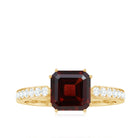 Natural Garnet 8 mm Asscher Cut Engagement Ring with Diamond AAA - Rosec Jewels