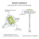 Natural 1.8 Carat Peridot Emerald Cut Engagement Ring with Diamond Halo AAA - Rosec Jewels