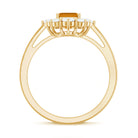 Certified Real 1.8 Carat Citrine Emerald Cut Engagement Ring with Diamond Halo AAA - Rosec Jewels