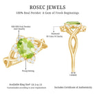 Natural 1 Carat Oval Peridot Flower Engagement Ring with Diamond AAA - Rosec Jewels
