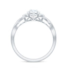 Certified Moissanite Flower Halo Engagement Ring with Criss Cross Band D-VS1 - Rosec Jewels
