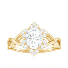 Certified Moissanite Flower Halo Engagement Ring with Criss Cross Band D-VS1 - Rosec Jewels