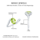 Natural 1 Carat Oval Peridot Engagement Ring with Diamond Bypass Shank AAA - Rosec Jewels