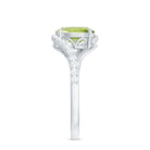 Natural 1 Carat Oval Peridot Engagement Ring with Diamond Bypass Shank AAA - Rosec Jewels