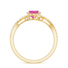Natural Pink Tourmaline Solitaire Bypass Ring with Diamond AAA - Rosec Jewels