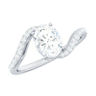 1 Carat Moissanite Oval Engagement Ring with Bypass Shank D-VS1 - Rosec Jewels