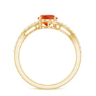 Oval Cut Solitaire Fire Opal and Diamond Bypass Ring AAA - Rosec Jewels
