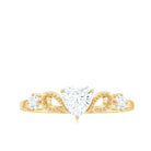 Rosec Jewels-3/4 CT Minimal Zircon Heart Engagement Ring with Gold Beaded