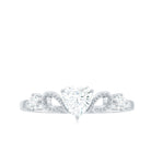 Certified Moissanite Heart Promise Ring with Beaded Detail D-VS1 - Rosec Jewels