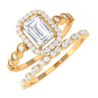 Cubic Zirconia Designer Solitaire Bridal Ring Set with Band AAAA - Rosec Jewels