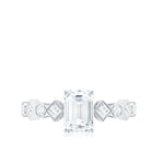 2 CT Octagon Cut Zircon Engagement Ring with Side Stones AAAA - Rosec Jewels